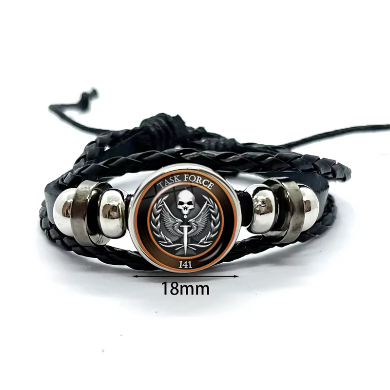 Task Force 141 Bracelets en cuir dôme en verre bouton pression Bracelet