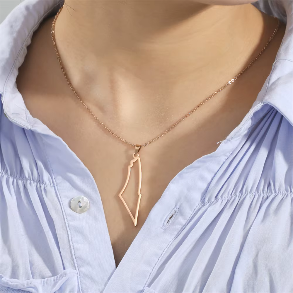 Collier pendentif carte palestine pour femmes