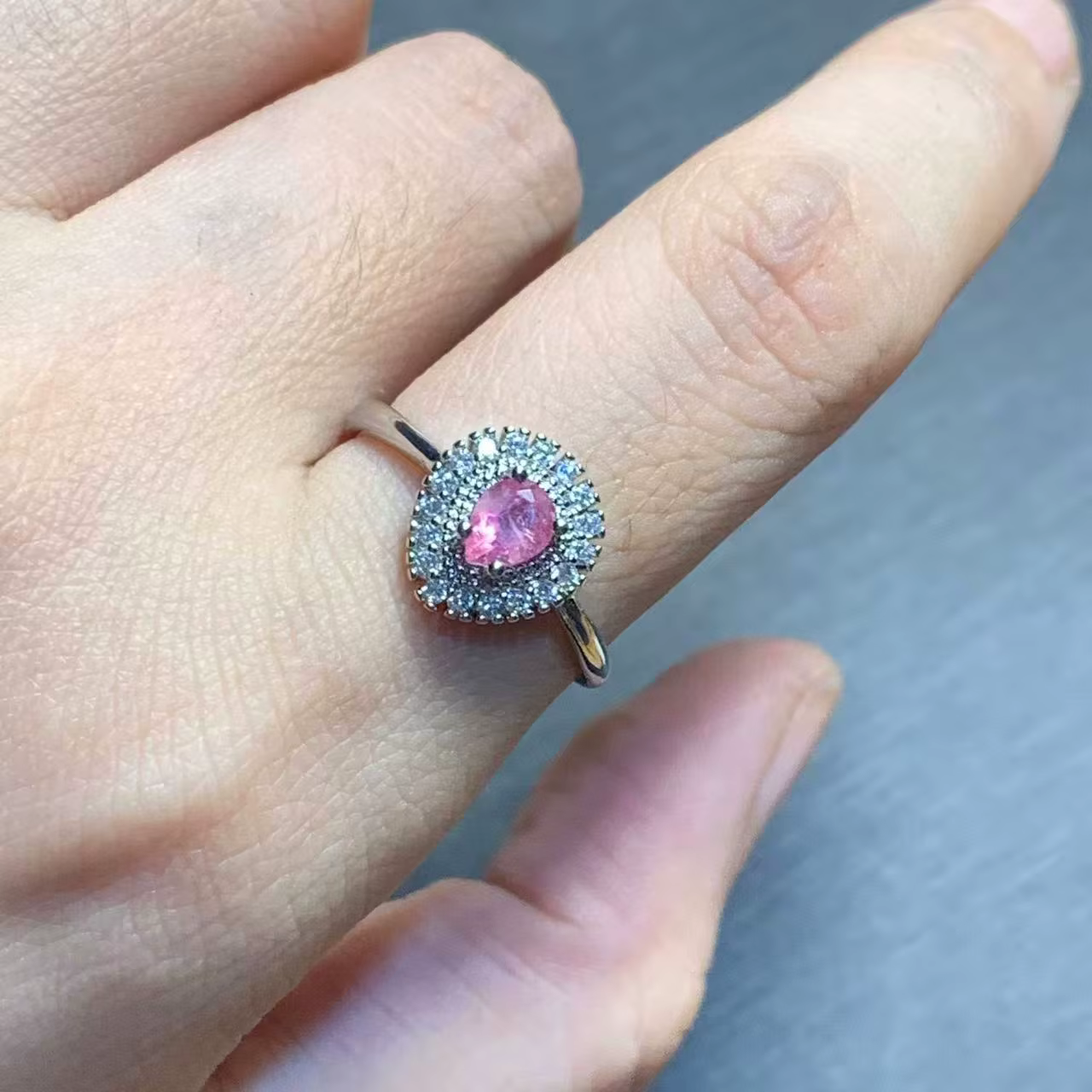 Bague spinelle rose naturelle Vintage pour femmes