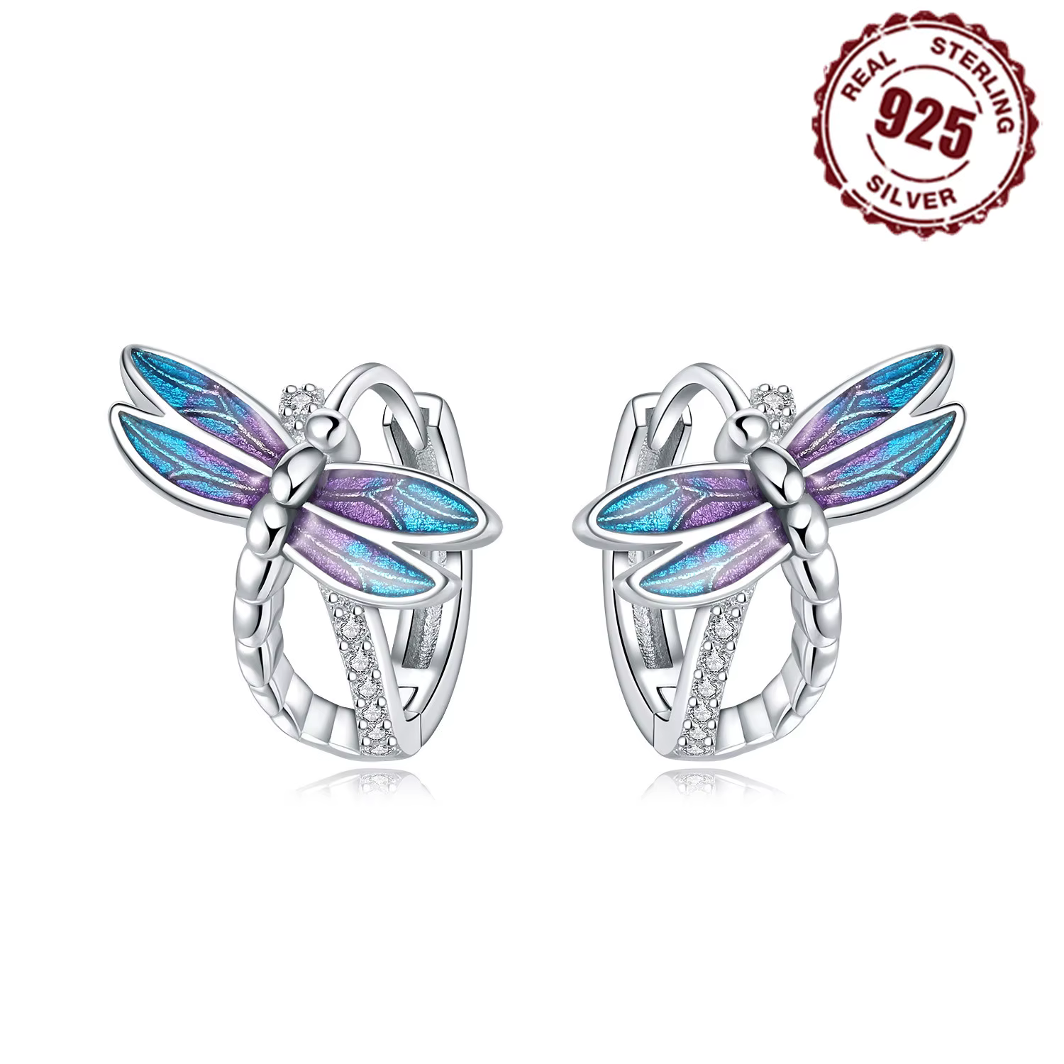 Boucles d'oreilles libellule en argent Sterling 925