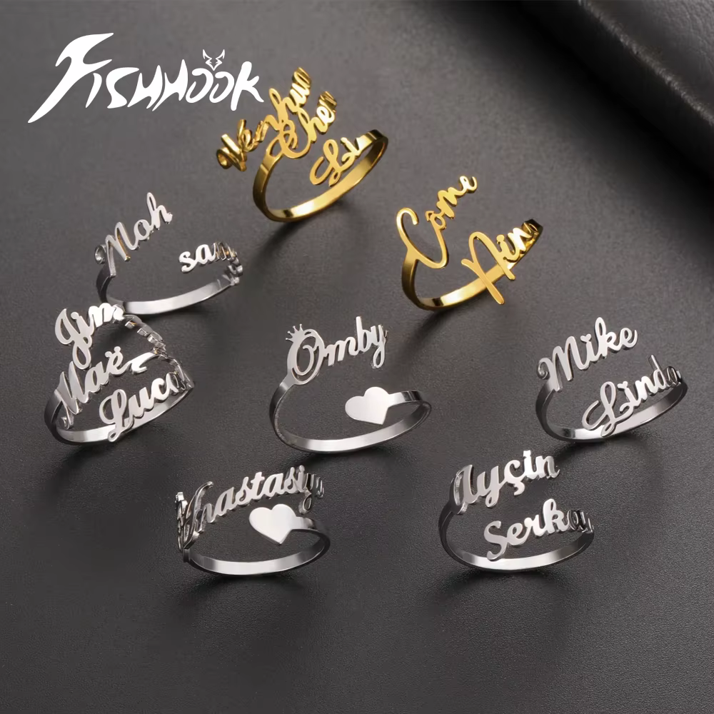 Bague personnalisée à double prénom pour femmes et hommes