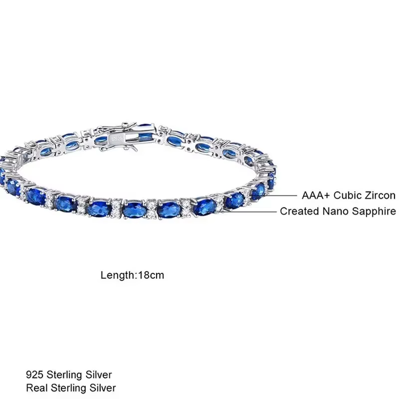 Bracelet saphir en argent regardé 925 pour femme