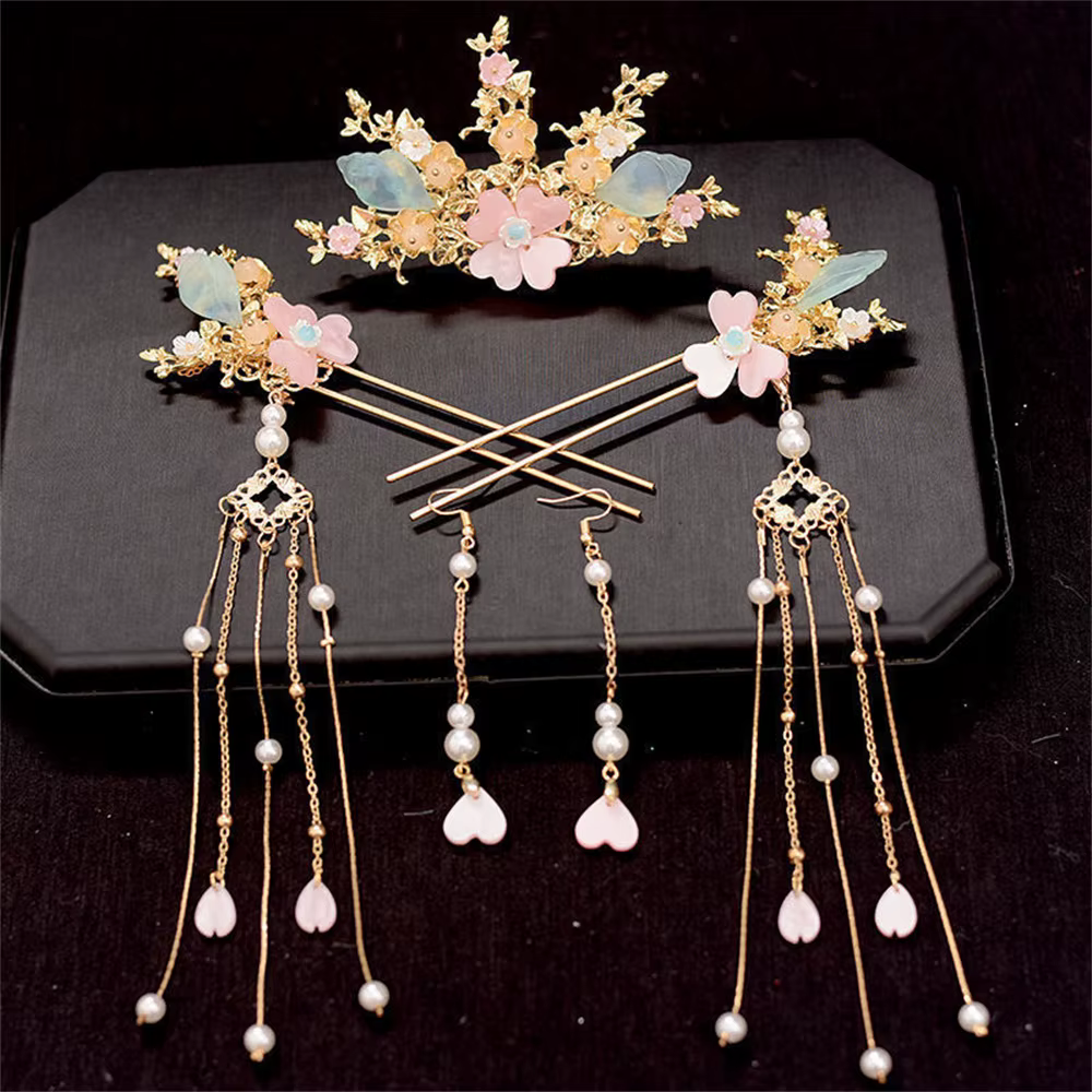 Ensemble de peignes et épingles à cheveux de mariage faits à la main avec fleurs