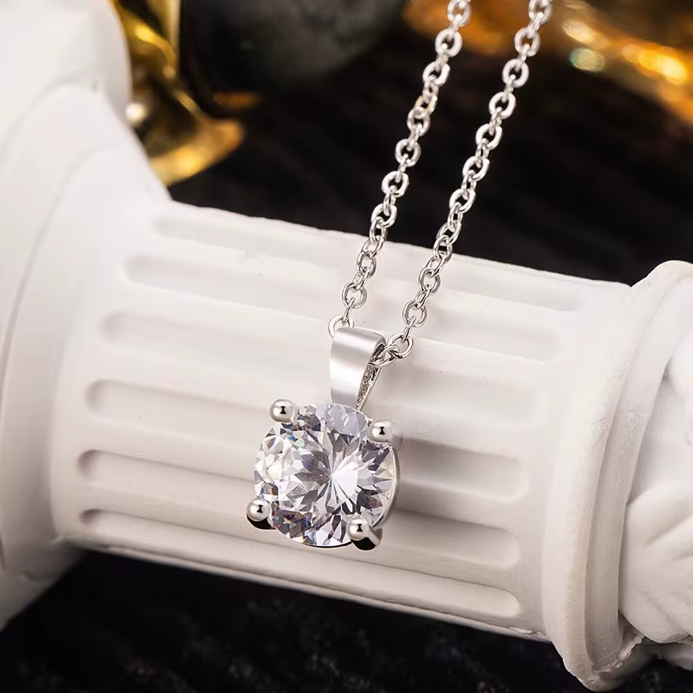 Mini Moissanite réel 925 en argent Sterling pendentif collier femme clavicule colliers bijoux de fête de mariage