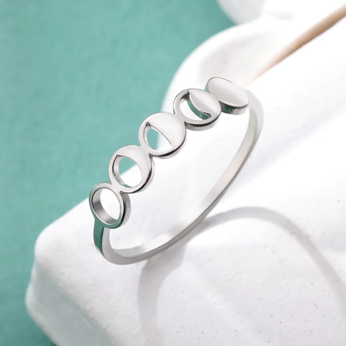 LIKGREAT Bague de phase lunaire en acier inoxydable pour femme