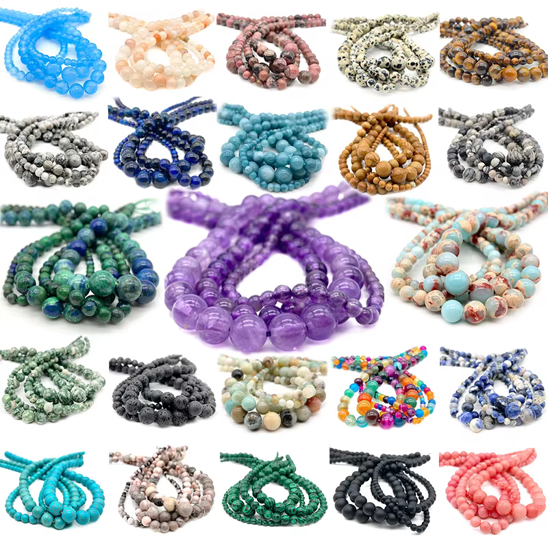4 6 8 10mm, perles pierre naturelle pour fabrication bijoux