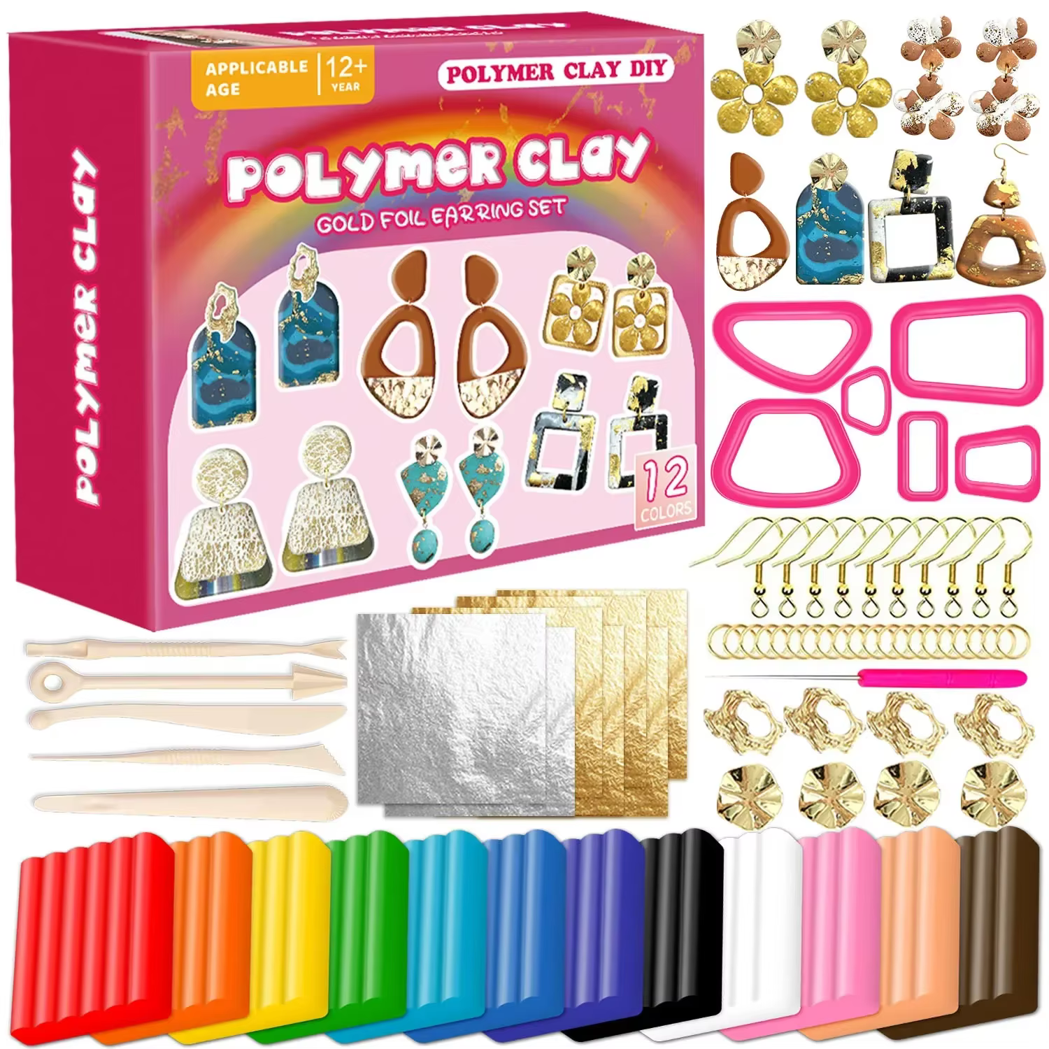 Kit de fabrication de bijoux pour boucles d'oreilles en argile polymère