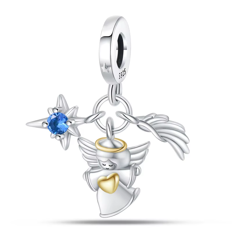 Pendentif Charme Petit Ange en Argent Sterling 925 Tendance pour Bracelet Original DIY