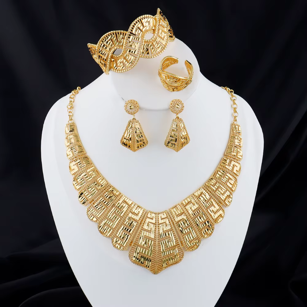 Ensemble de bijoux de luxe plaqué or pour femmes
