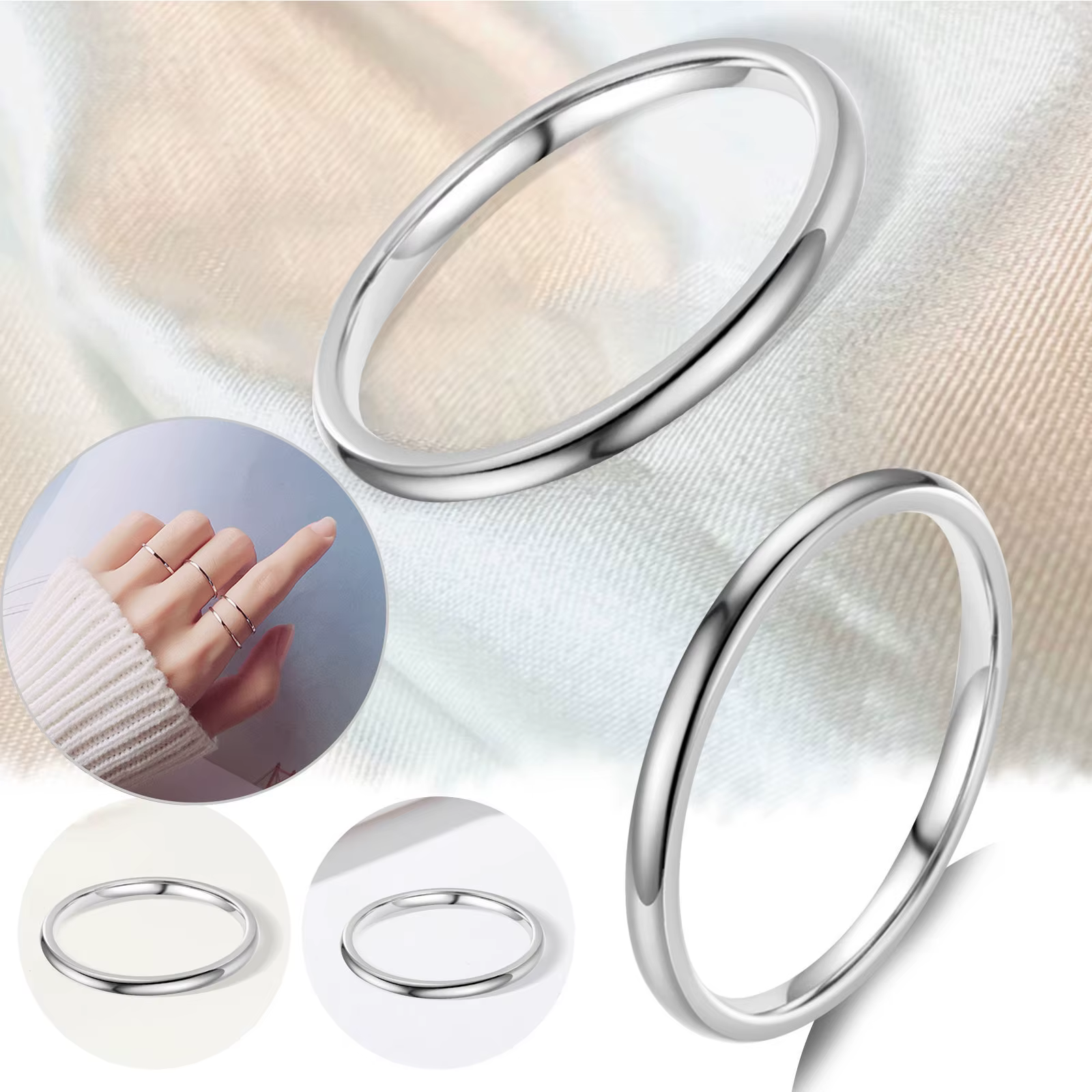6/7/8/9/10/11/12 bague taille brossé Simple couleur argent
