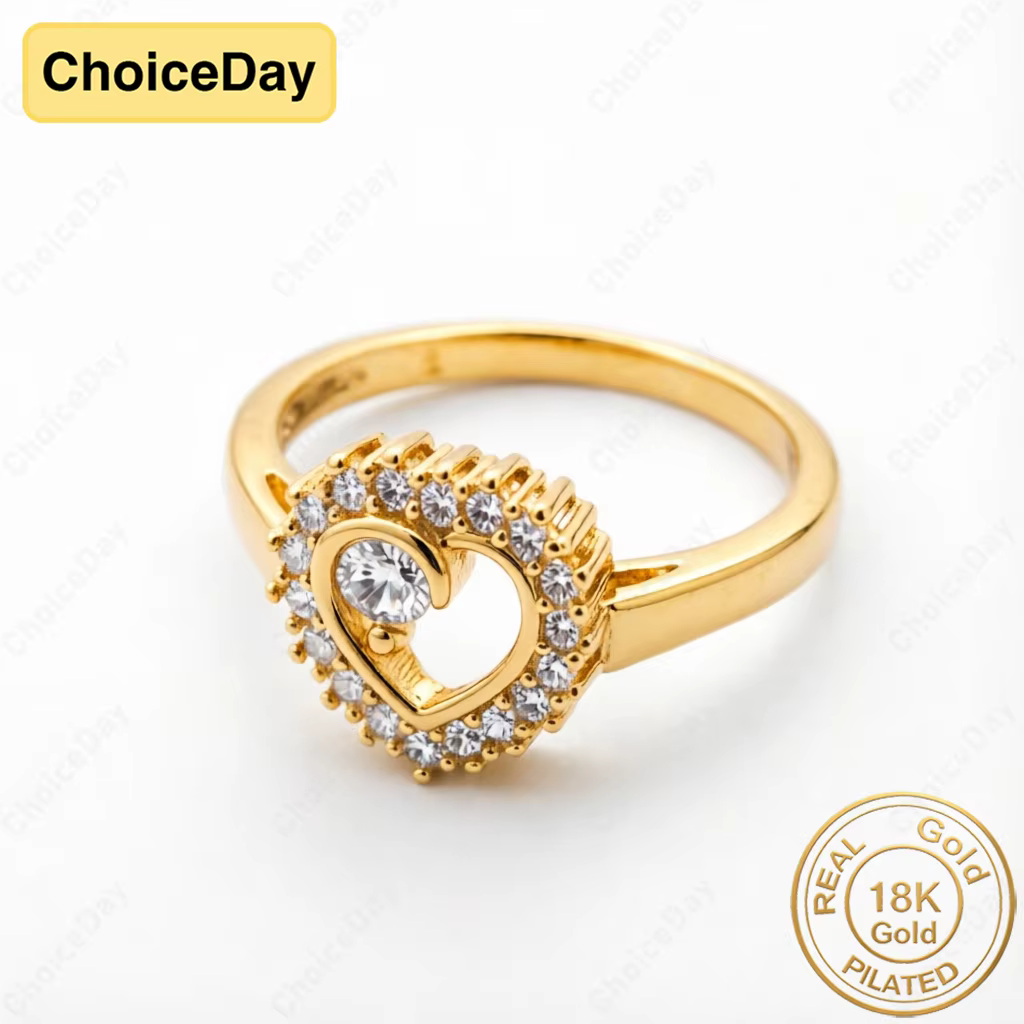 Charmant bijou plaqué or 18 carats # 8 Exquises bagues en zircone en forme de cœur pour femmes