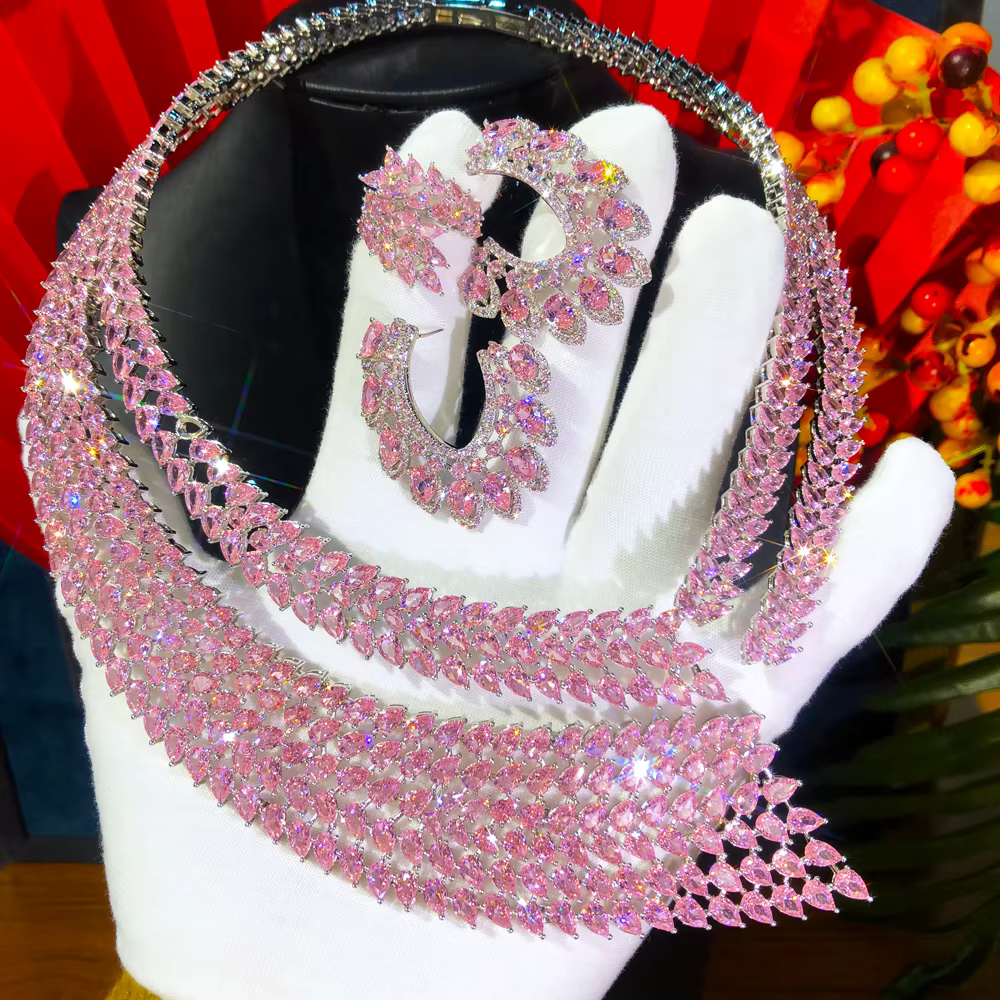 GODpastels-Parure de bijoux de luxe pour femme, ensemble de bijoux africains et indiens, marque célèbre, pour fête de mariage, cadeau en cristal, pour les patients de Dubaï