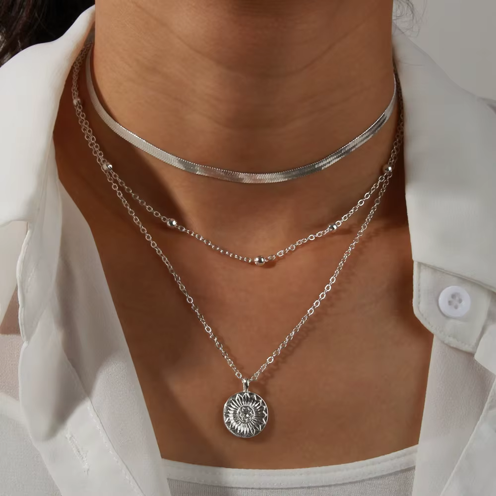 Collier en argent regardé 925 pour femme