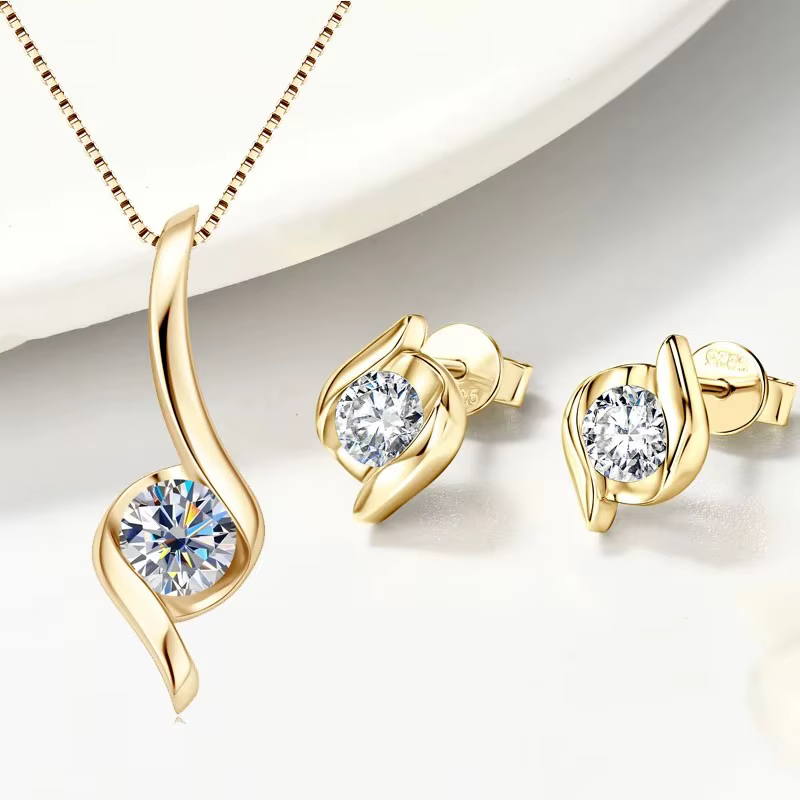 Ensemble de bijoux en argent Sterling 925 véritable Moissanite pour femmes