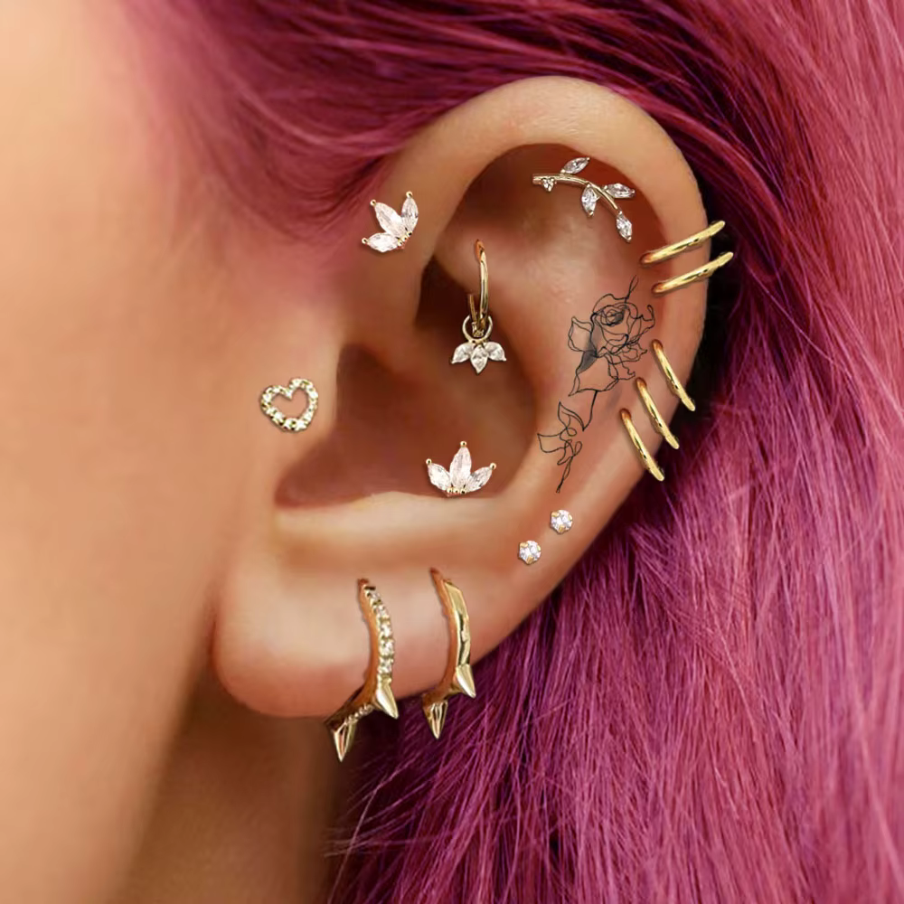 Boucle d'oreille piercing en acier inoxydable pour femme