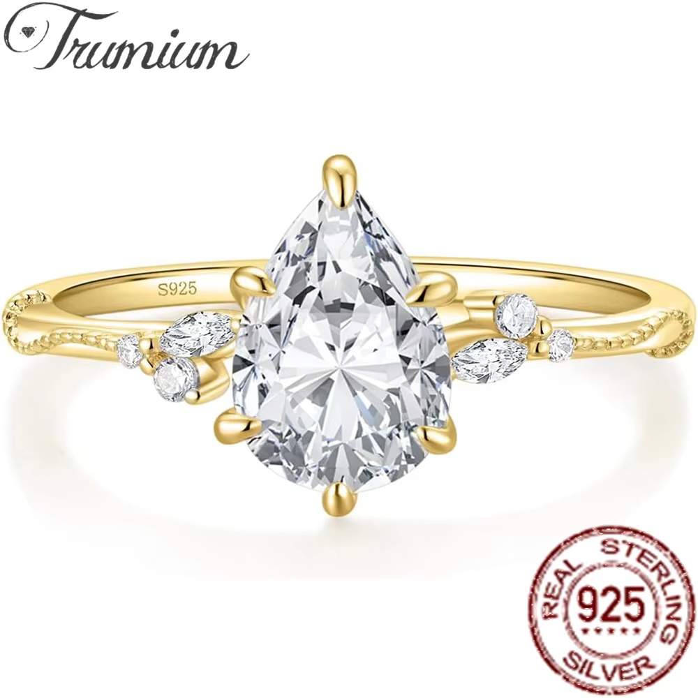 Trumium 2CT s925 – bagues de fiançailles en argent sterling pour femmes