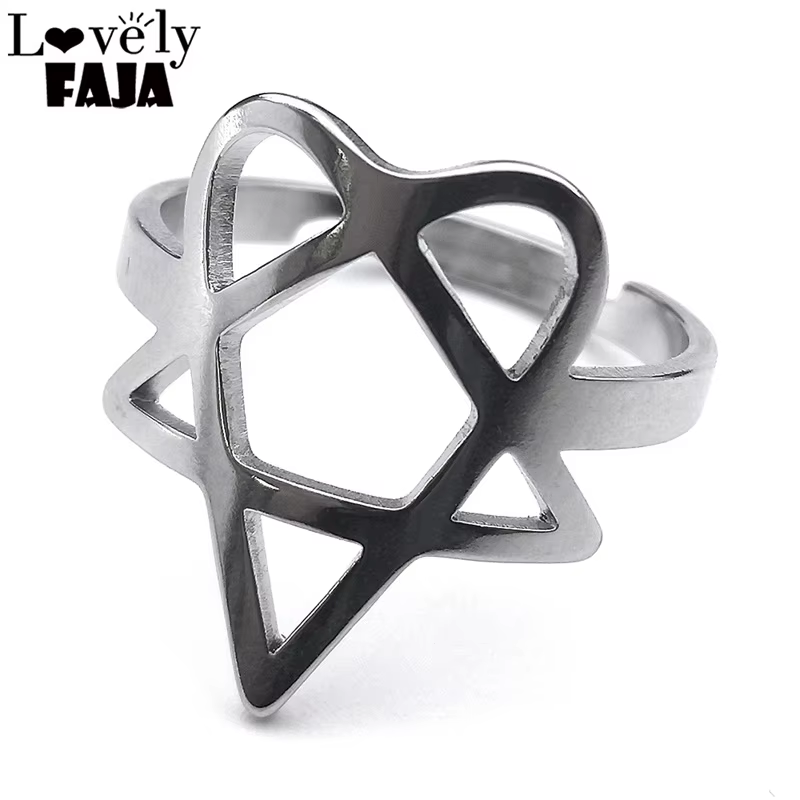 Heartagram symbole de HIM groupe de musique anneau pour femmes hommes en acier inoxydable creux métal lourd bagues bijoux cadeau RRRXXXS03