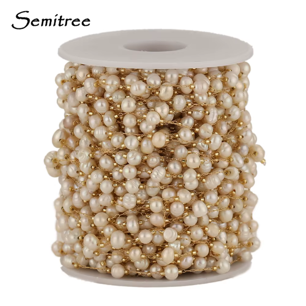 Chaîne de perles naturelles irrégulières en acier inoxydable, 1 mètre, fabrication de bijoux, collier, bricolage, Bracelet, accessoires, boucles d'oreilles, pendentifs