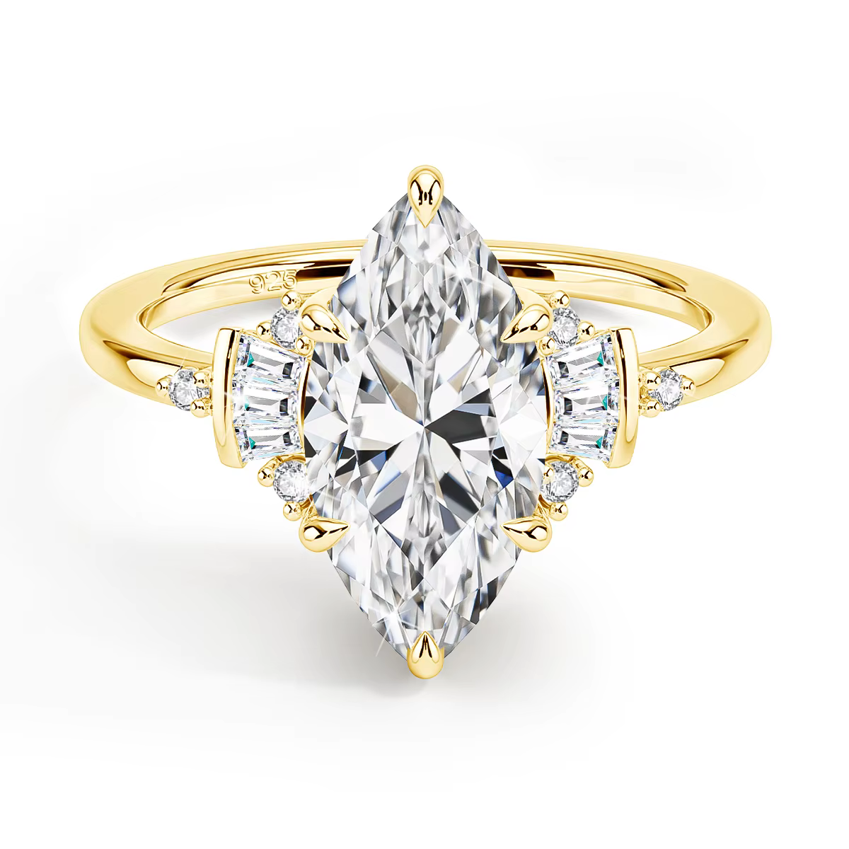 Bague de fiançailles Marquise de luxe 3ct 7*14mm
