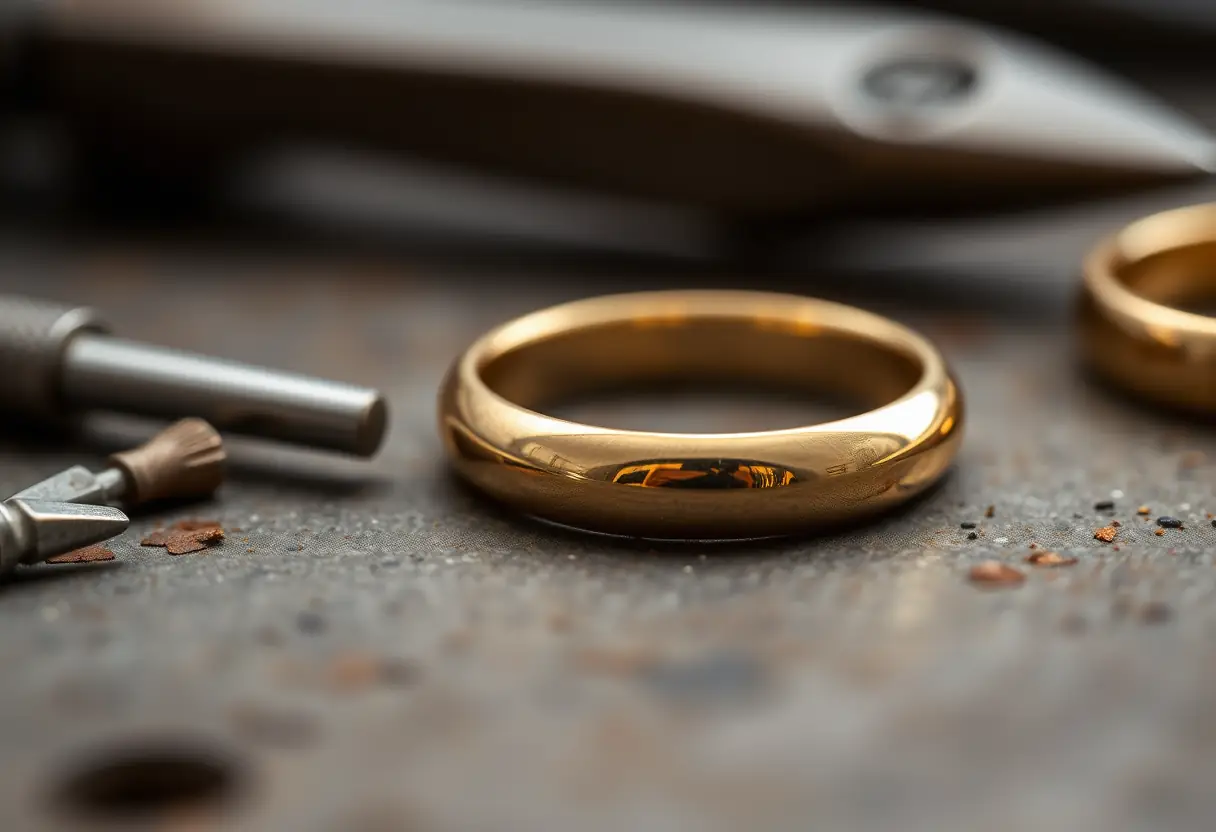 Anse légèrement modifiée sur une bague en or