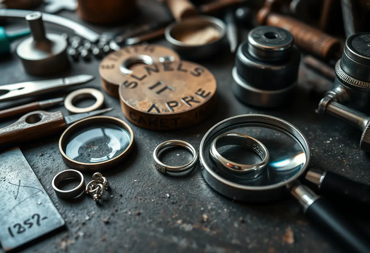 Atelier de joaillier avec outils et bijoux en cours de fabrication