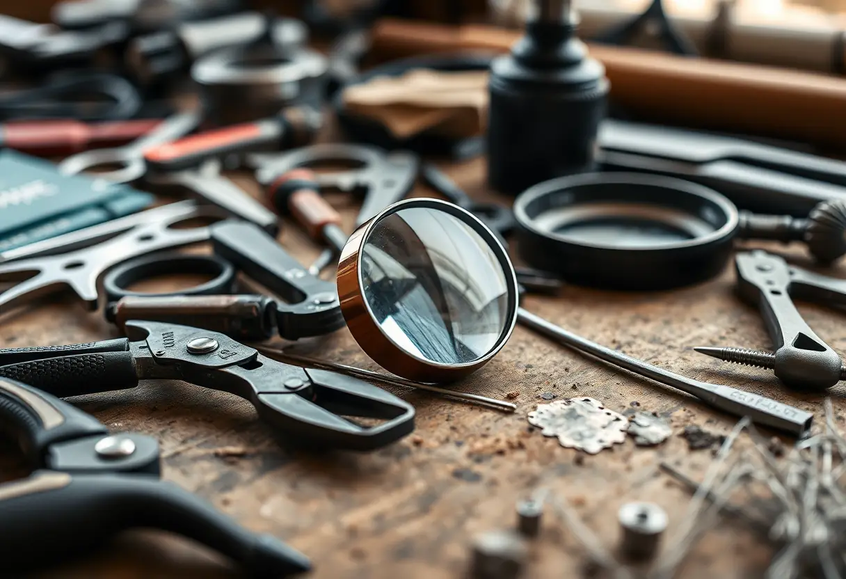Atelier de joaillerie avec outils minutieux