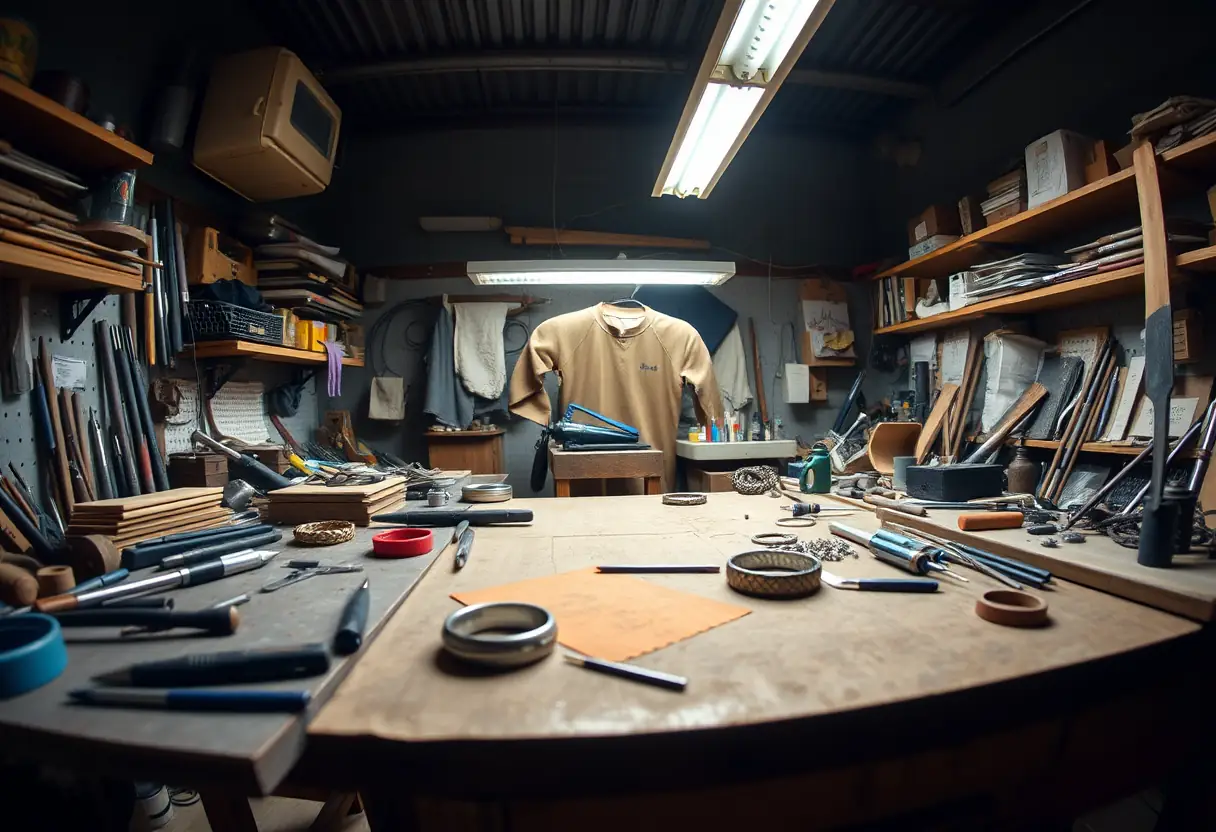 Atelier de joaillerie avec anneaux en cours de fabrication, lumière douce