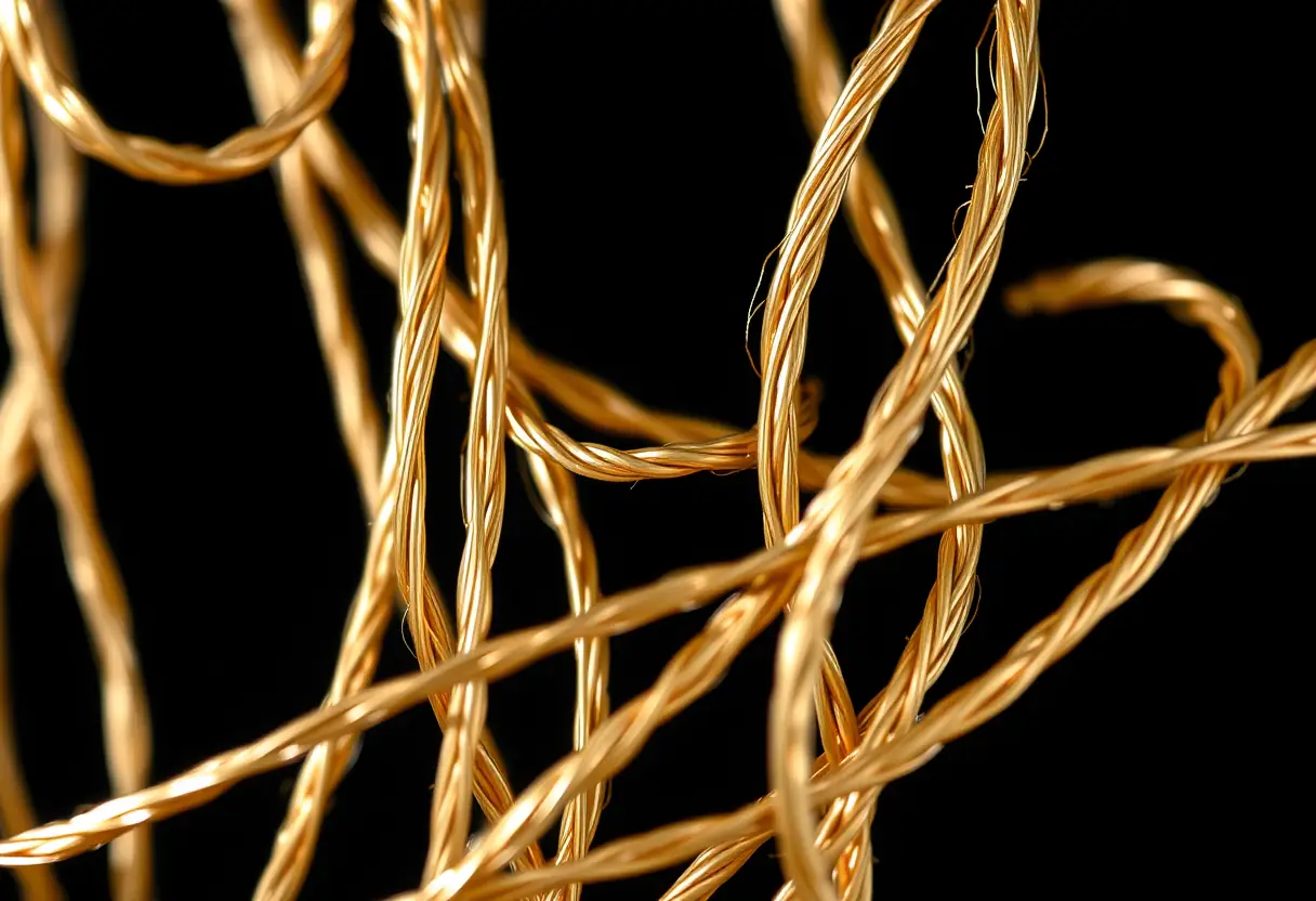 Threads d'or entrelacées, soulignant le savoir-faire