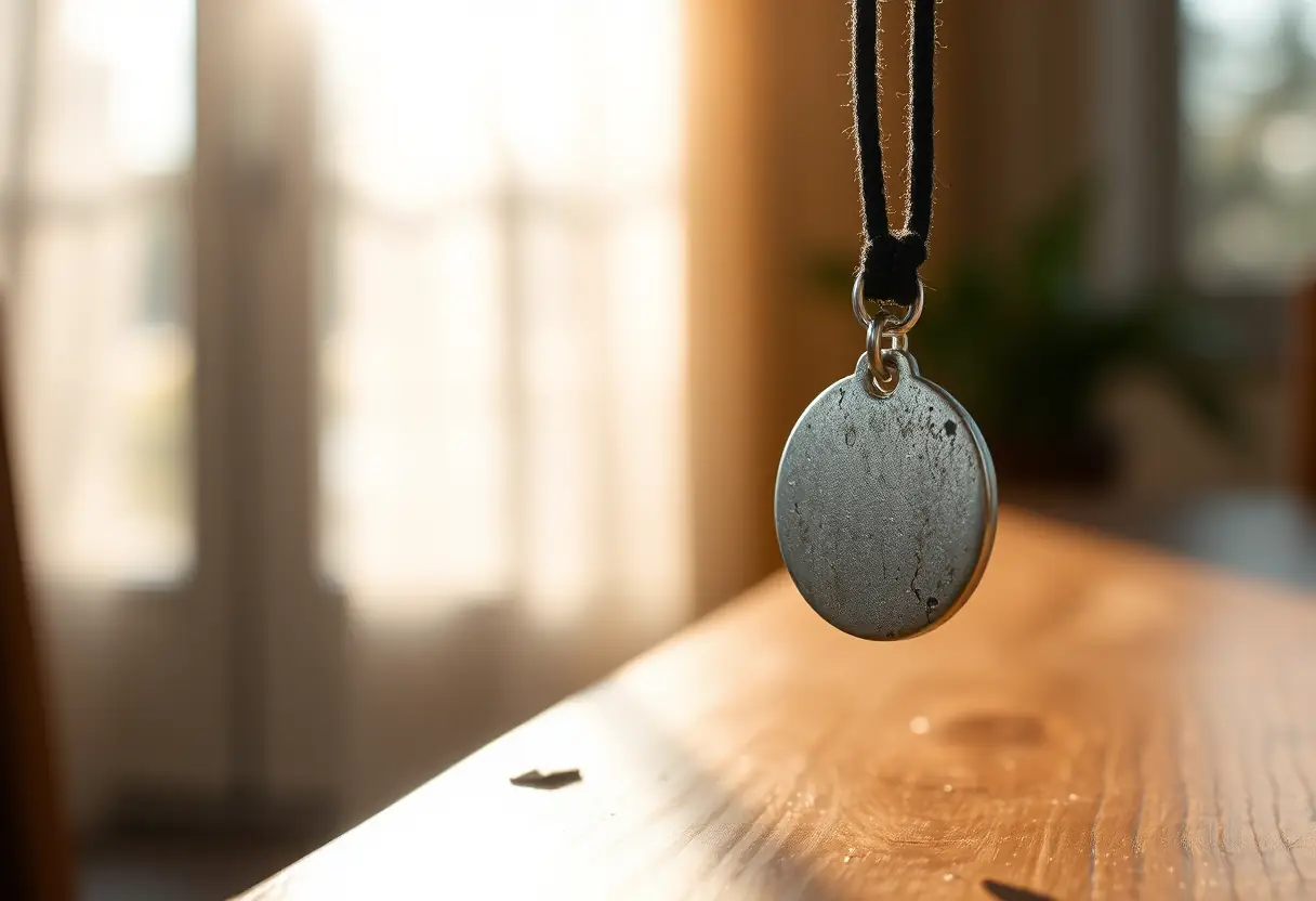 Pendentif en argent sur velours