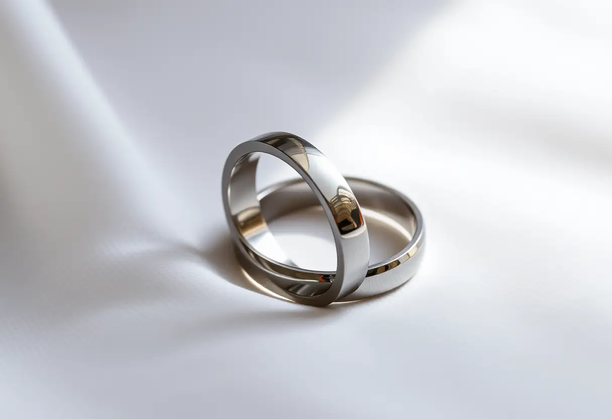 Anneau métallique sur un tissu blanc