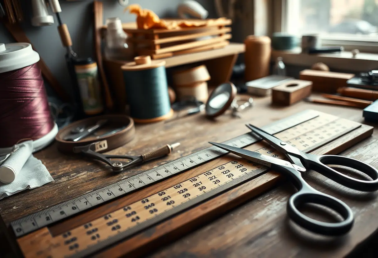 Bureau de travail avec outils pour mesurer les bagues, article sur la mesure des bagues