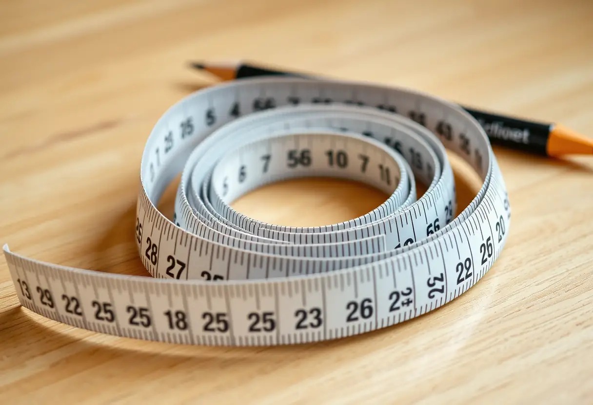 Ruban métrique flexible prêt à être utilisé pour mesurer la circonférence du doigt