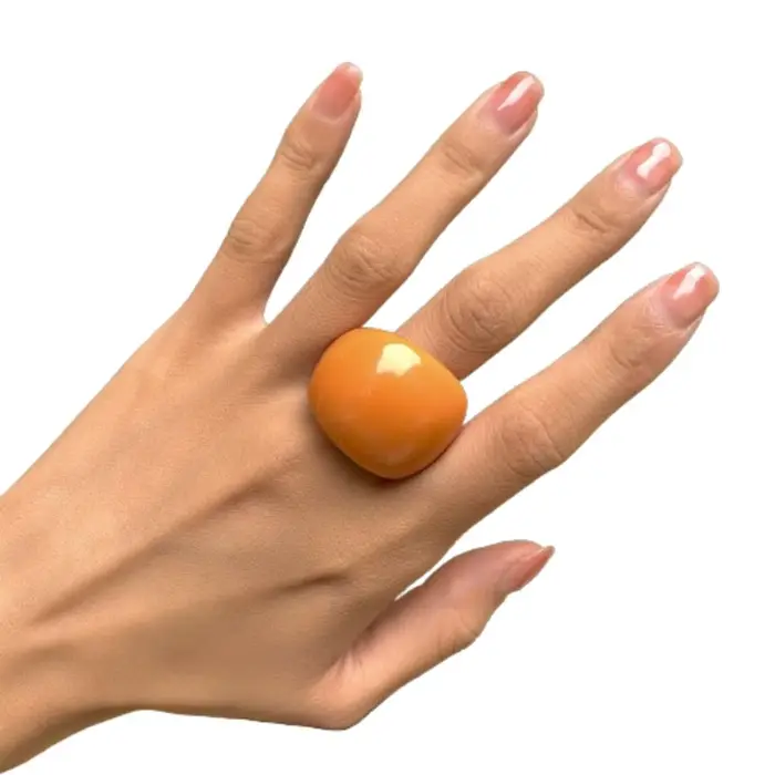 Bague en acrylique exagérée, couleur bonbon, géométrique classique, en résine, grand dôme, unie, pou