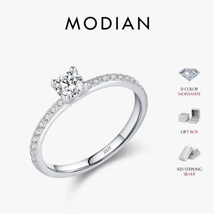 MODIAN D couleur Moissanite bague délicate carré 925 en argent Sterling laboratoire diamant bague po
