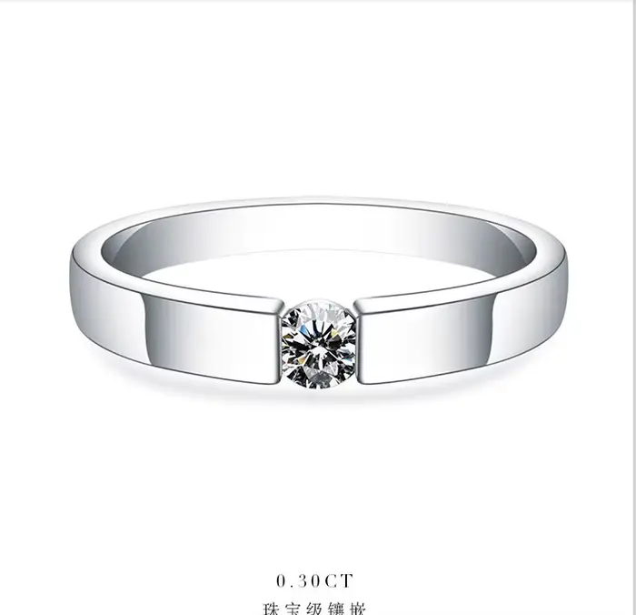 Bague de fiançailles Moissanite pour femme, platine massif, bijoux de mariage, 0,25 ct, 4mm D, 950
