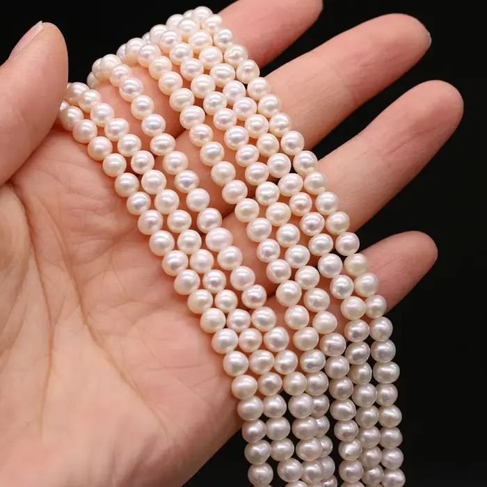 Perles d'Eau Douce Naturelles Blanches Rondes AAA + de 4 à 5mm, Accessoires d'Espacement pour Bijoux