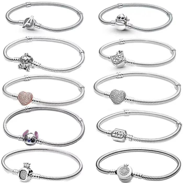 MINISO – bracelet en os de serpent avec couronne en argent sterling S925, adapté au bracelet DlY ori