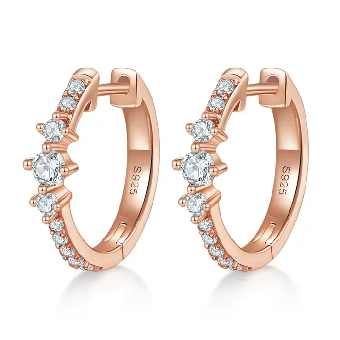 PuBang Fine Jewelry Boucles d'oreilles créoles en argent sterling 925 3EX VVS1 couleur D 0,52 CT ave