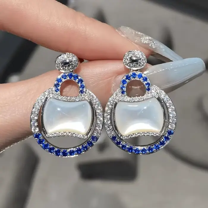 ZOCA-Boucles d'oreilles en forme de corindon rouge malachite pour femme, véritable argent regardé 92
