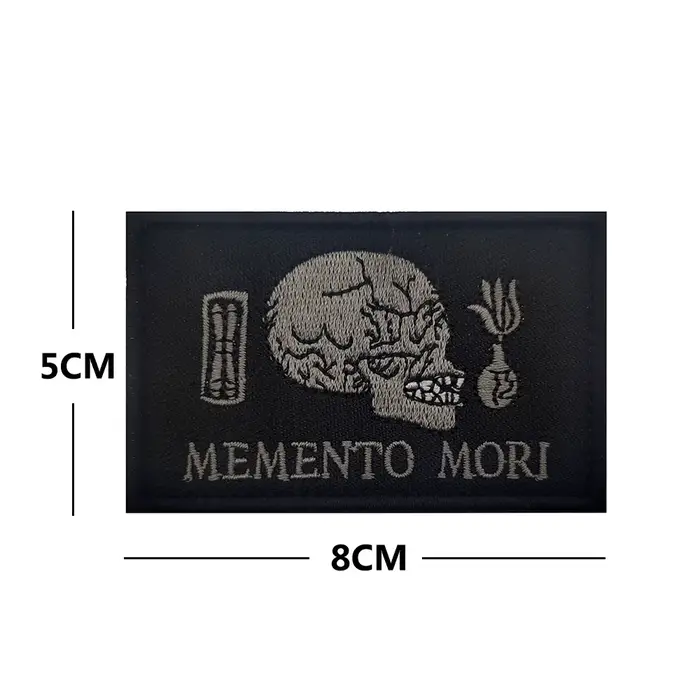 Patchs Memento Mori, Appliques en tissu, Broderie crâne, Badges de moral, Emblèmes tactiques, Autoco