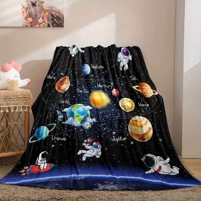 Couverture à imprimé AstronsomPlanet, couverture chaude et confortable en glouton pour canapé, lit, canapé, bureau, couvertures polyvalentes, cadeau toutes saisons