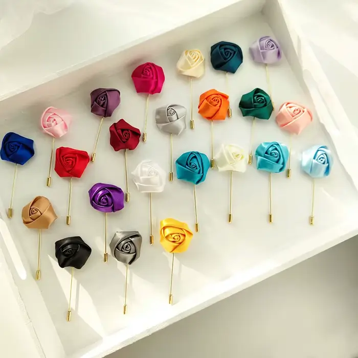 Hommes marié boutonnière broches mariage Corsage femmes broche fleurs Roses soie