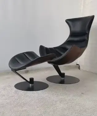 # Chaise longue intérieure/extérieure de haute qualité pour maison et hôtel, tissu en bois et cuir avec accent de siège de salon