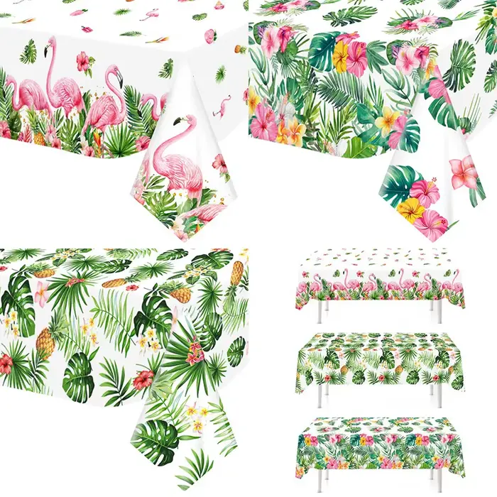 Décoration de fête hawaïenne feuilles de palmier nappe jetable couverture de Table fournitures de plage d'été tropicale décor de fête d'anniversaire Luau
