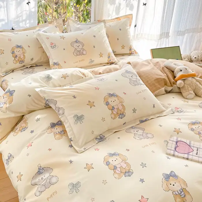 Ensemble de housse de couette 100% coton - Housse de couette et taies d'oreiller de haute qualité, ensemble de literie confortable et respirant, ambiance de chambre à coucher agréable
